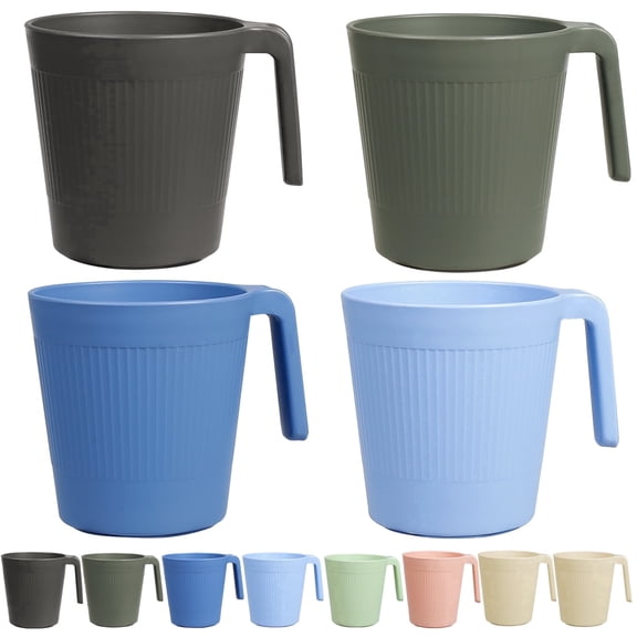 Greentainer 16 oz Coffee Mugs Set of 8, BPA-Free Reusable Plastic Drinking Cups with Handle