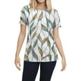 thumbnail image 2 of NAMTYQX Womens Blouses Dressy Casual Crew-Neck Pattern Short Sleeve Loose Fitting Womens Graphic T Shirts Green Size M, 2 of 5