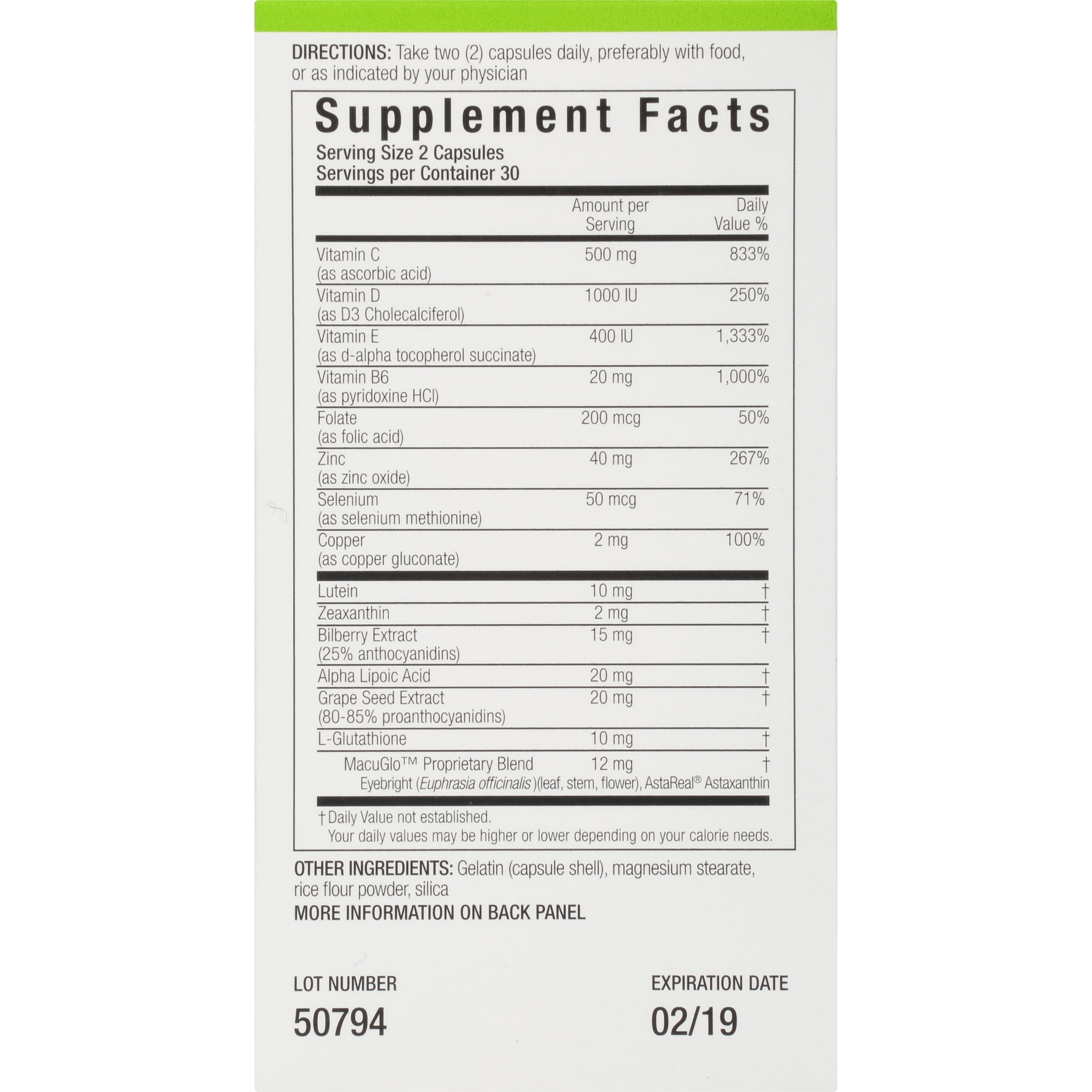 Buy EyeScience Macular Health Formula Advanced Ocular Vitamin Dietary