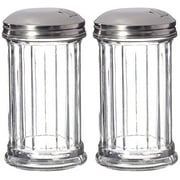 Update International Retro Style Sugar Dispenser/Pourer/Shaker, Glass Jar, Stainless Steel Pour-Flap Lid, 12 oz, Set of 2