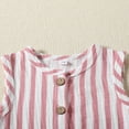 thumbnail image 5 of AJTQTH Sleeveless Rompers for Girls Boys Baby Unisex Cotton Comfy Jumpsuit Striped Button Closure Playsuit Summer Casual Comfy Crewneck Onesie for Home Sleep Clothes Pink 3 Months, 5 of 7