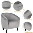 thumbnail image 5 of ONKER Velvet Accent Chair, Modern Club Chair Upholstered Armchair with Solid Legs Comfy Sofa Chair for Living Room/Bedroom/Waiting Room, Grey, 5 of 18