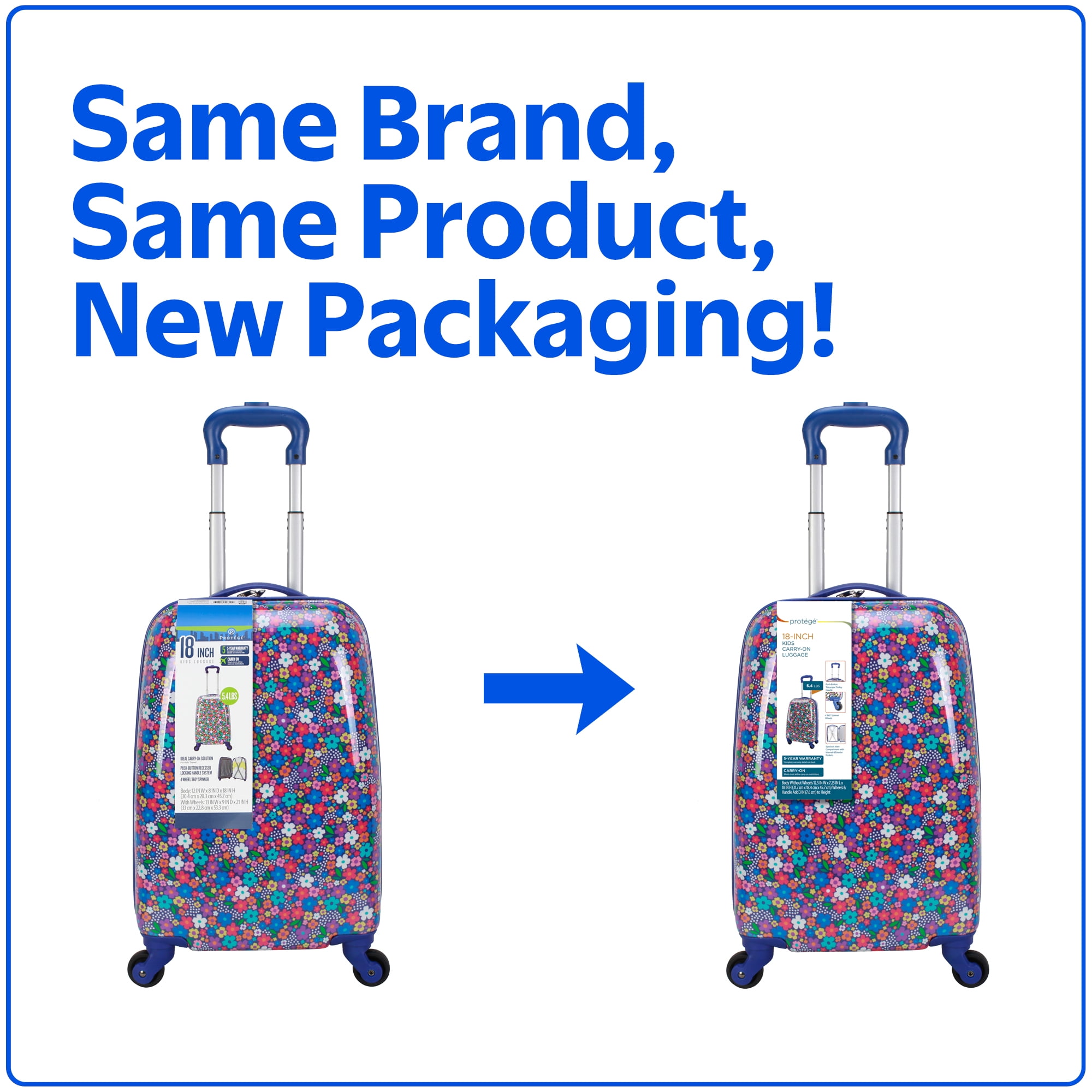 (2 pack) Protege 20" Hardside Kids Pilot Case Carry-On Luggage, Flower Print