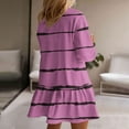 thumbnail image 4 of SMihono Fashion Spring Dresses for Women 2025 Long Sleeve Crewneck Shift Dress Plus Size Loose Fit Short Dress Striped Flowy Dress Pink 6, 4 of 6