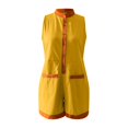 thumbnail image 5 of BODOAO Women's Summer Jumpsuits Summer Sleeveless Crew Neck Button Down Clothing Wide Leg Rompers Casual Going out One Piece Outfits for Sport and Daily Wear Yellow XL, 5 of 6