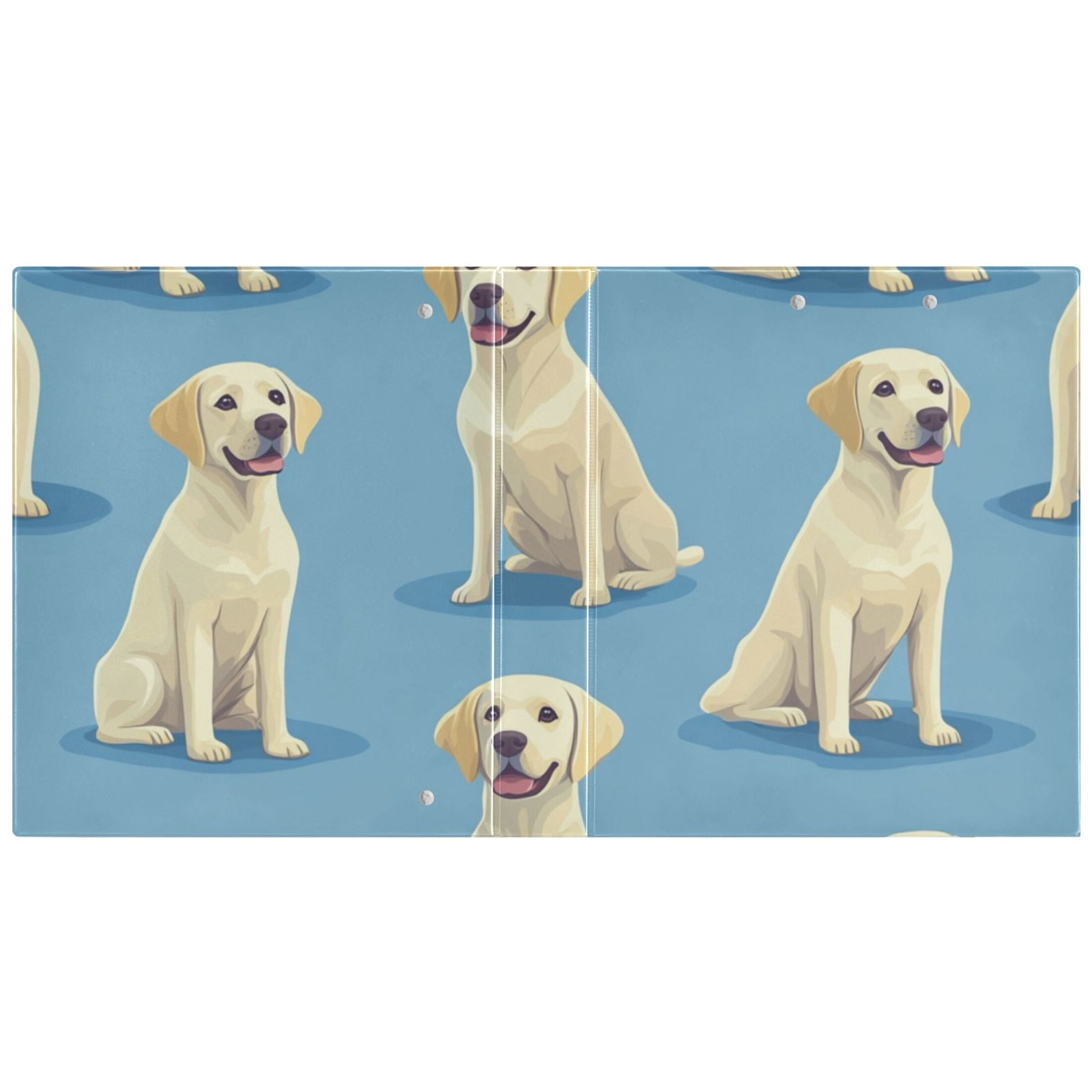 Cartoon Labradors 3 Ring Binders 1.5 inch Hardcover File Folders with Interior Pockets A4 Size Organizer for School Office Hospital