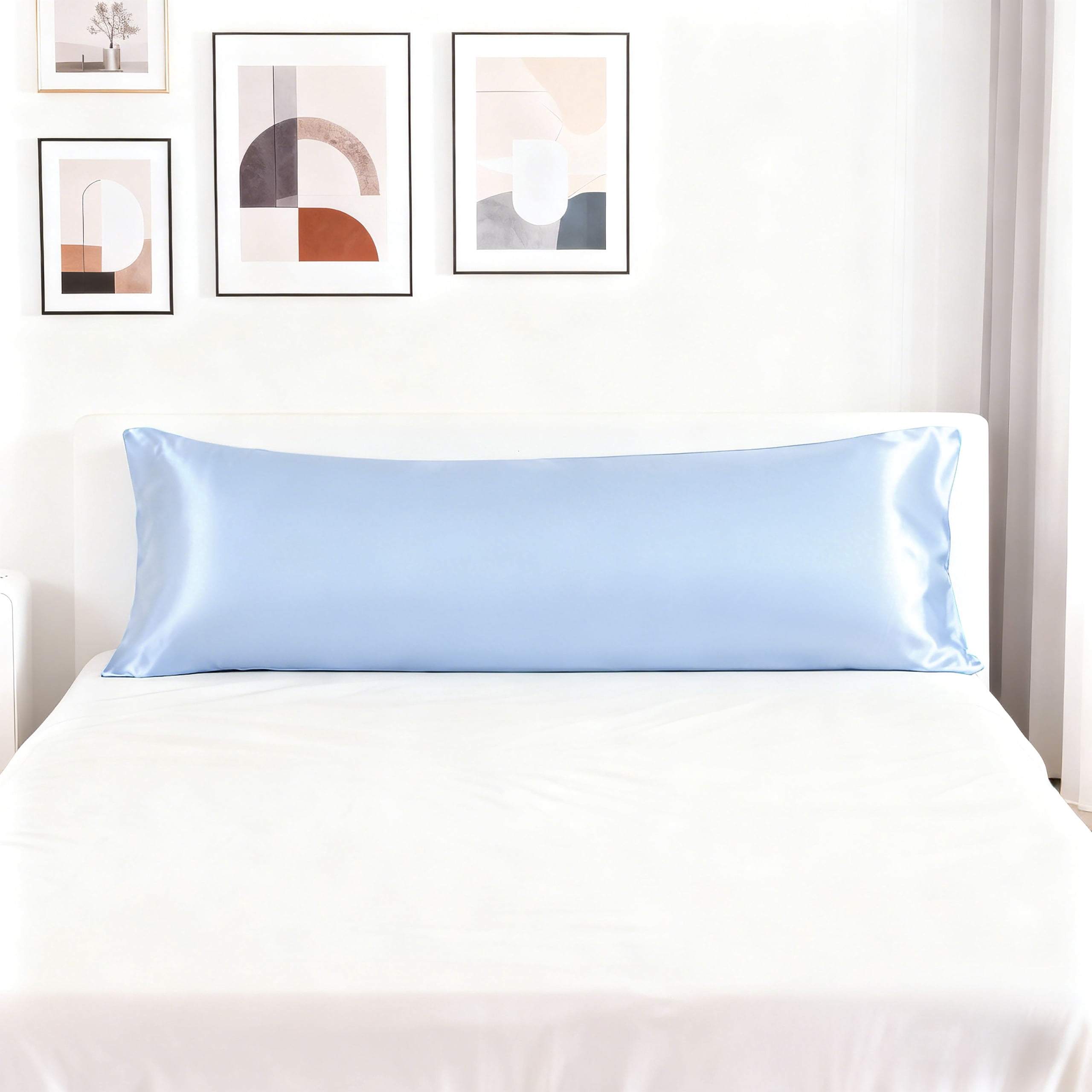 Silky Soft Satin Body Pillowcases for Hair and Skin, 20x54 Inch, 2-Piece Aqua