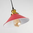 thumbnail image 5 of FSLiving 12V Track Lighting J-Type Track Pendant Light with Antique Brass Socket Vintage Metal Cone Red Shade Nordic Style Industrial Factory Pendant Lamp for Kitchen Island - 1 Light, 5 of 8