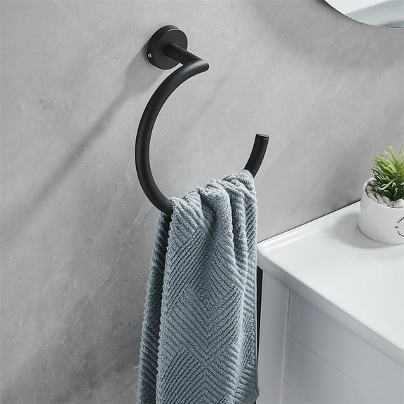 Silver Towel Ring Semi-Circular Stainless Steel Towel Ring Towel Holder Wall Mounted Towel Ring
