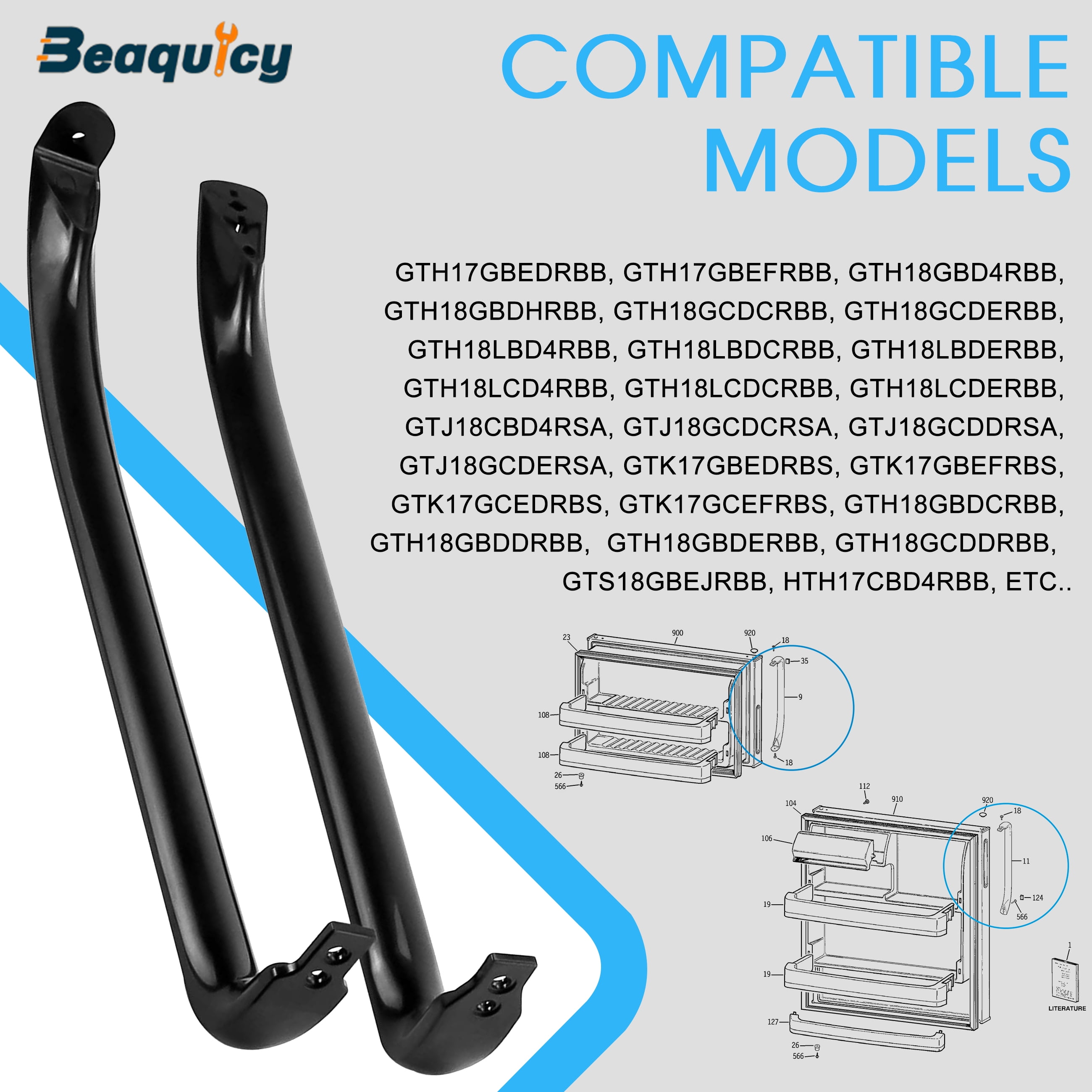Beaquicy Refrigerator Door Handle for GE WR12X11008 Replacement