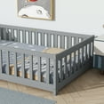 thumbnail image 5 of Miniyam Wooden Twin Size Floor Bed with Safety Fence for Kids, Gray, 5 of 8