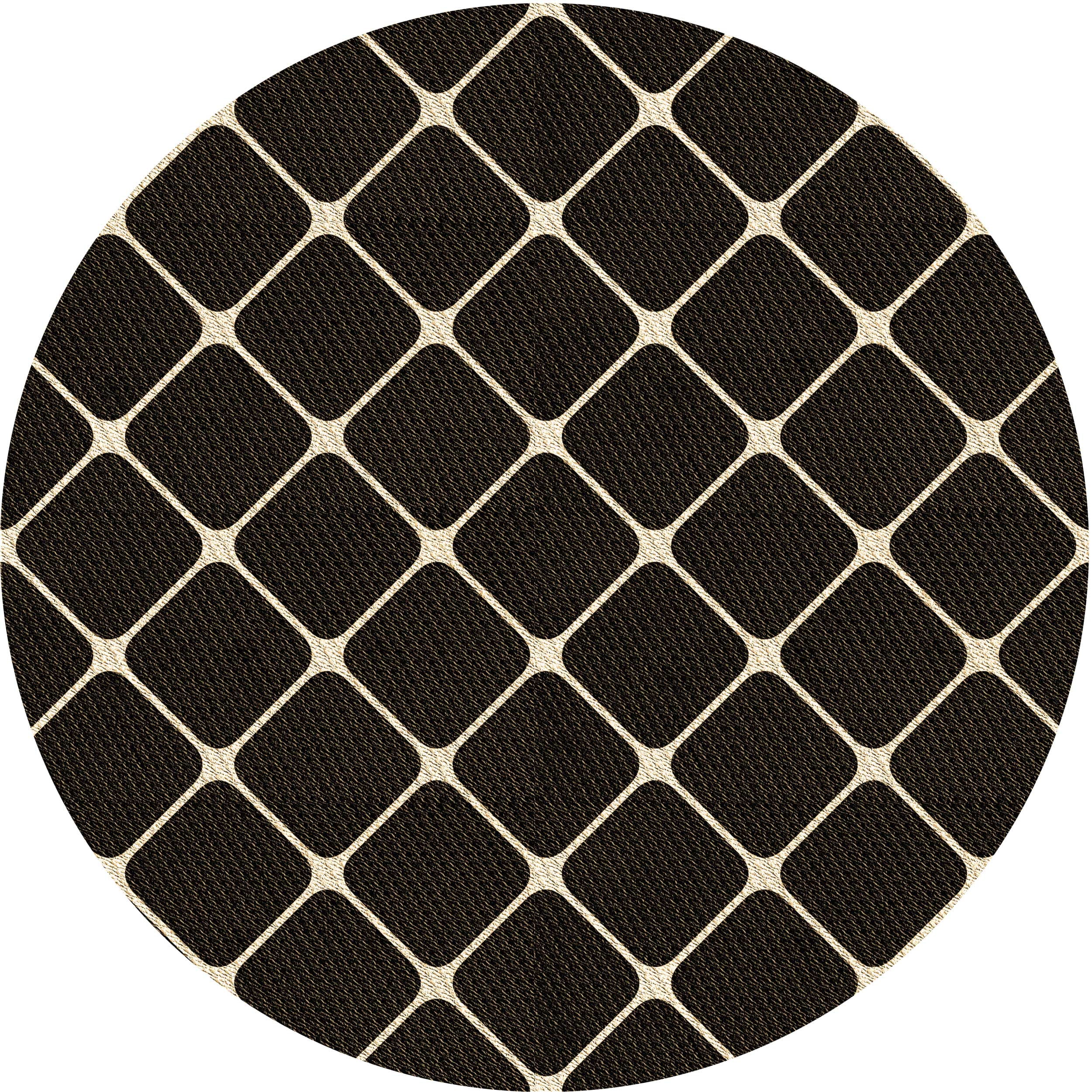 Ahgly Company Indoor Round Patterned Night Black Area Rugs, 8' Round ...