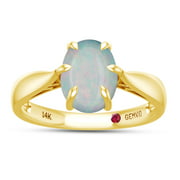 GEMVIO Collection 1 1/4 CT Oval Cut 7X9MM Opal Gemstone 6-Prong Solitaire Ring In 14K Yellow Gold Engagement Wedding Anniversary Ring For Womens 1.25 Cttw Ring Size-7.5