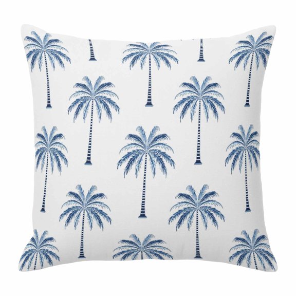 Throw Pillow Covers, Navy Blue Palm Trees 26x26 Pillow Covers for Couch/Sofa/Bed, Tropical Summer Beach Botanical Decorative Square Linen Cushion Pillowcase for Home Decor