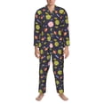 thumbnail image 3 of Daiia Frog And Flowers for Men's Long-Sleeved Pajama Set – Soft & Comfortable Sleepwear Button-Up Pajamas Cozy Lounge Wear-XX-Large, 3 of 7