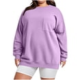 thumbnail image 6 of Binmer Women’s Plus Size Crew Neck Long‑Sleeve Sweatshirt, Oversized Casual Solid Color Pullover Top with Front Pocket,Sizes L-5XL, 6 of 9