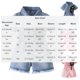 thumbnail image 2 of Conjunto de 3 piezas de boina con pantalones cortos de manga larga y tiras para niños, pantalones cortos con cuentas y flores grandes, top de poliéster para niña, 2 of 5