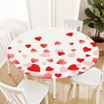 thumbnail image 2 of Valentines Day Round Fitted Tablecloth with Elastic Pink Red Love Heart Circle Table Cloth for 44-48" Round Tables Wipeable Waterproof Washable Valentine Table Cover for Picnic Dining Party Decor, 2 of 4