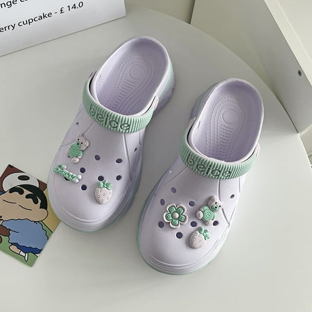 

Sponge Cave Shoes Thick Sole Sandals Summer Korean Style Slippers Outer Wear Non-slip Beach Baotou Half Slipper Trendy