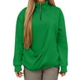 thumbnail image 5 of Fiaer Womens Sweatshirts Pet Carrier Pocket Dog Pouch Quarter Zip Pullover Animal Holder Trendy Long Sleeve Solid Color Trendy Tops Green XXL, 5 of 9