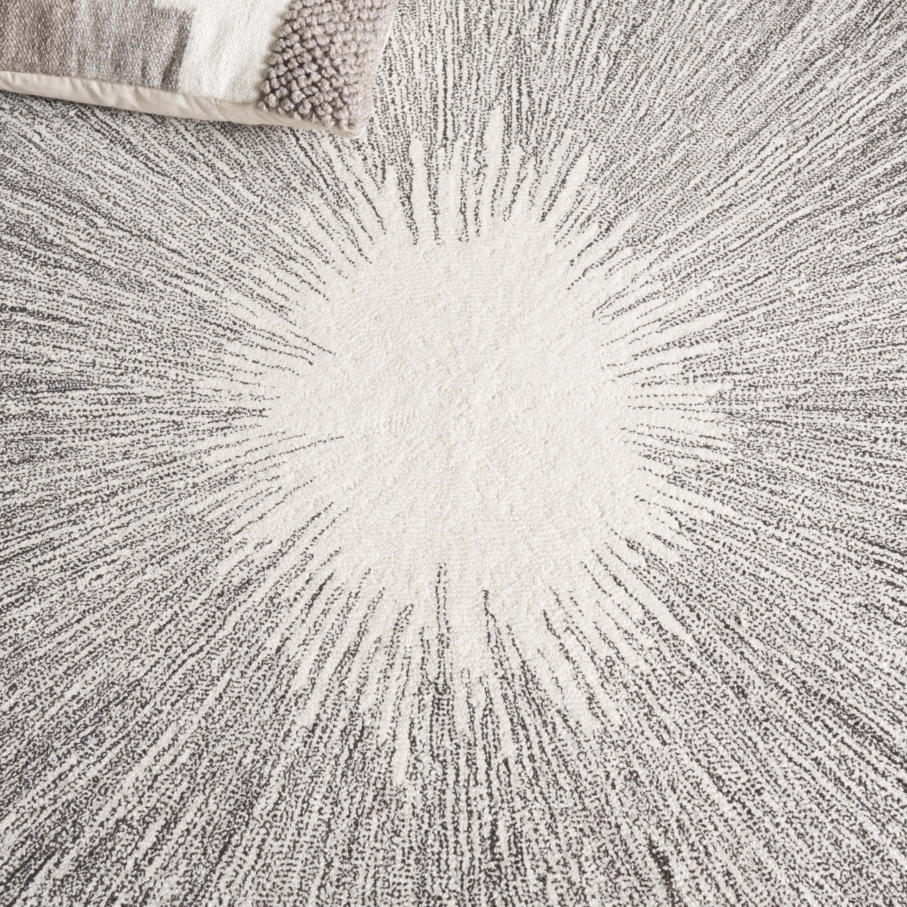 SAFAVIEH Abstract Olivera Radiate Area Rug, Ivory/Charcoal, 6' x 6' Round