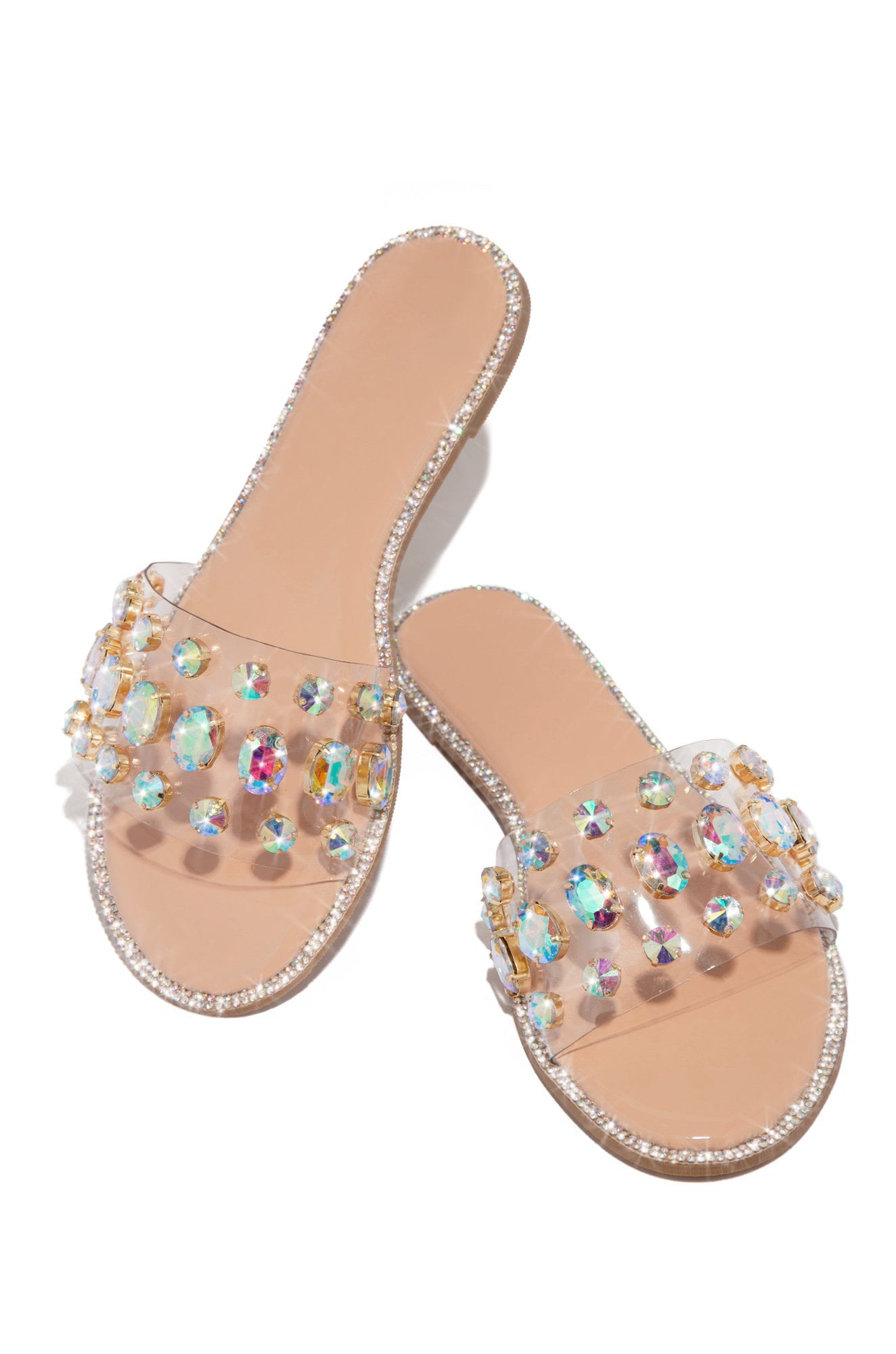 clear gem sandals