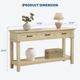 thumbnail image 4 of Console Table with 3 Drawers & Open Storage Shelf – Narrow Sofa Table, Ideal for Entryway, Living Room, Hallway or Foyer – Light Oak, 4 of 5