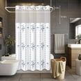 thumbnail image 5 of No Hook Blue Flowers Shower Curtain with Snap in Liner Set, Spring Floral Bows Minimalist Botanical Waterproof Fabric Bathroom Curtains with See Through Top Window, Hotel Style Small 36 x 72 Inch, 5 of 9