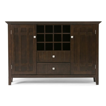 Simpli Home - Bedford Sideboard Buffet and Wine Rack - Dark Chestnut Brown