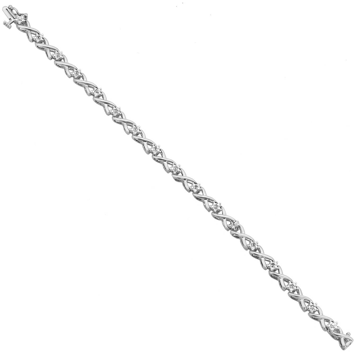 1/10 Carat T.W. Diamond Silver-Tone Fashion Link Bracelet, 7.5"