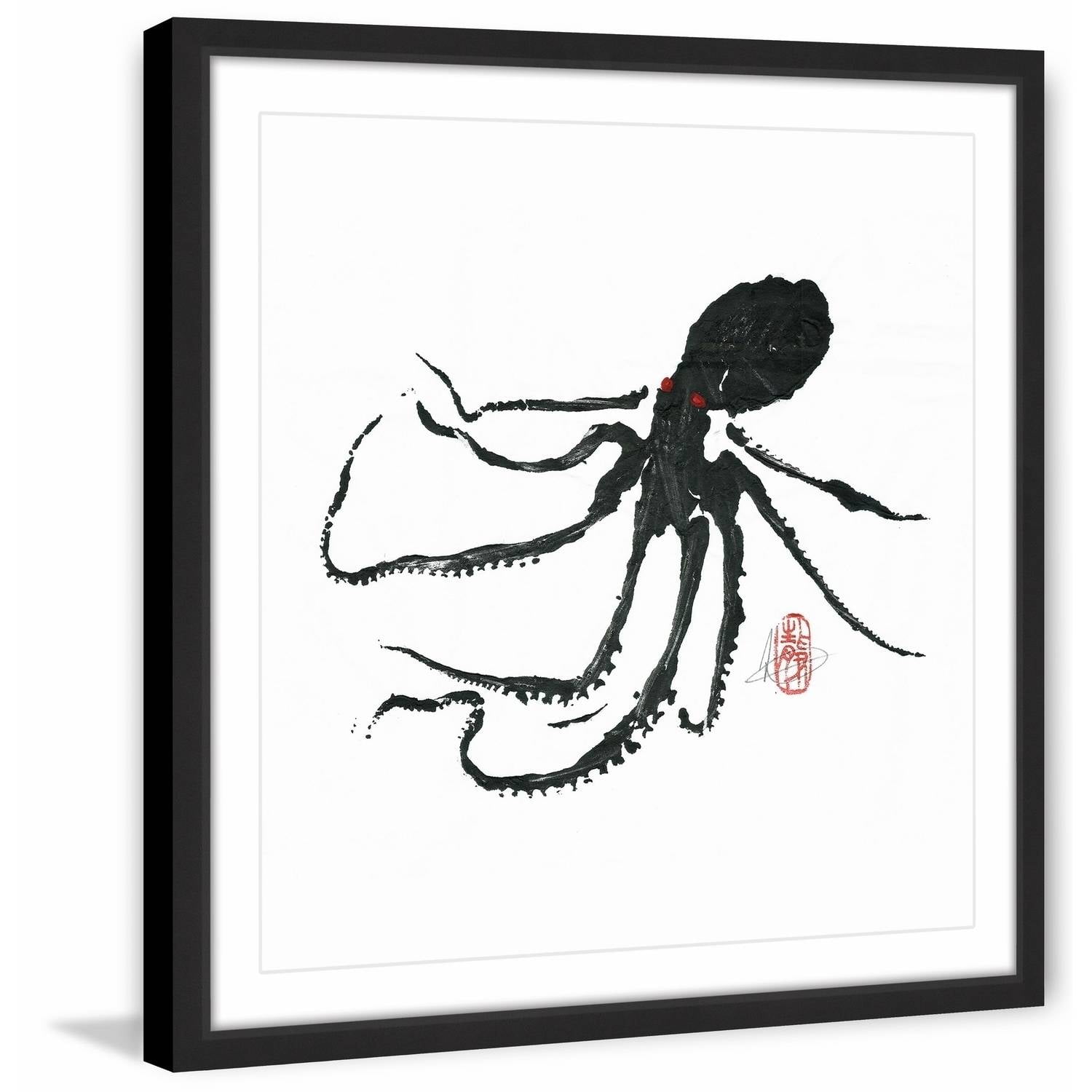 "Ursula - Black Octopus" Framed Painting Print