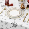 thumbnail image 2 of Sevenstars Christmas Tablecloth Silver Snowflake Tablecloth White Rectangle Table Cover for Dinner Party, 60" x 84", 2 of 8