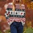 thumbnail image 6 of Women's Solid Color High Neck Pullover, Solid Color Loose Knit Sweater with Christmas Stripes and Print for Festive Seasonal Wear,Red,XL, 6 of 6