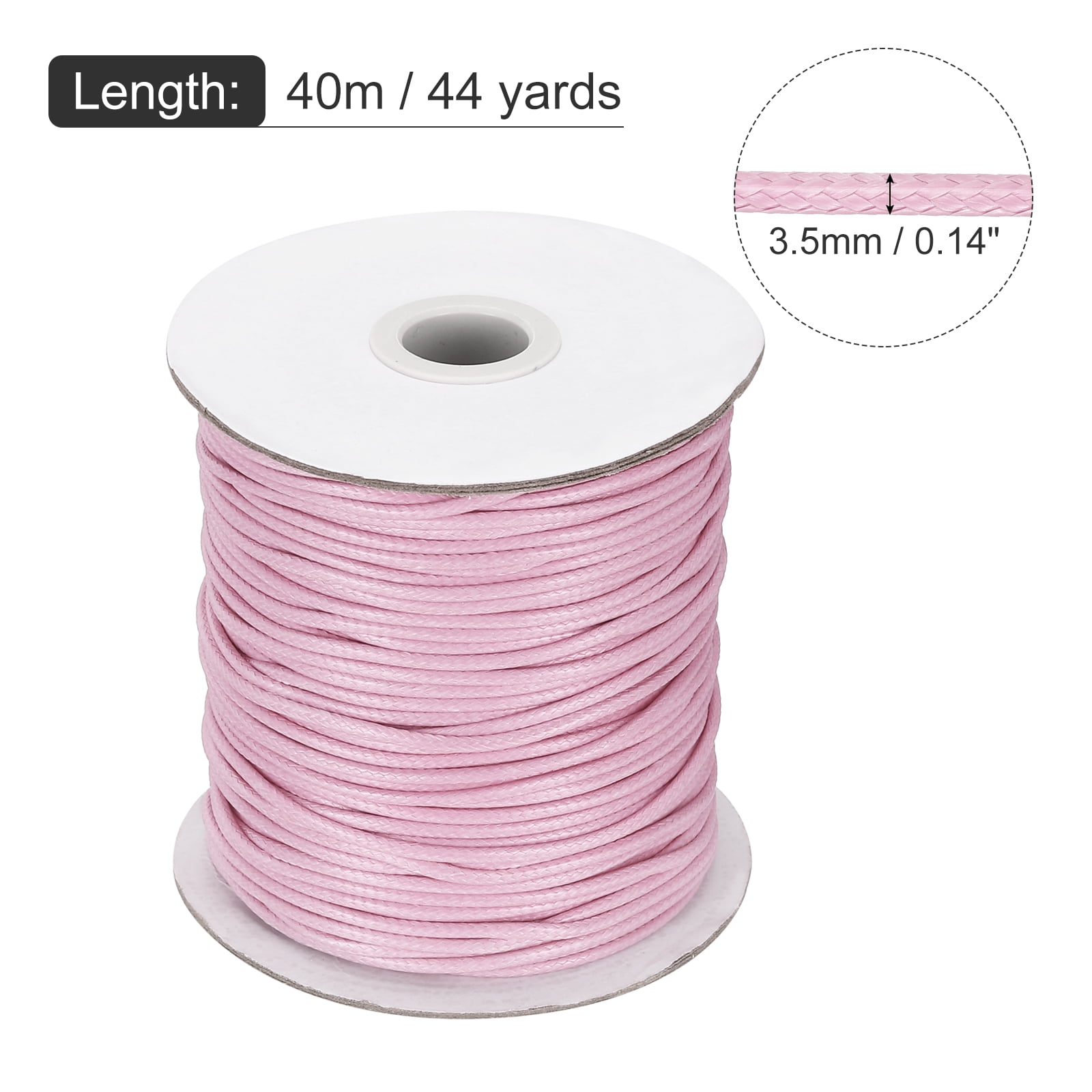 Waxed Cord 3.5mm Waxed Thread 44 Yard Wax String Leather Cord for Bracelet Making, Necklaces, Beading, Jewelry Making and DIY Crafts(Light Pink)