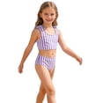 thumbnail image 3 of Shadoumai Girls Swimsuits Size 10-12 Cutout Bikini Tie-Straps Tankini for Girls Two Piece Ruffle Bathing Suit Tropical Printed Swimwear Shorts and Skirt, 3 of 6