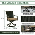 thumbnail image 4 of Hanover Monaco 7-Piece Outdoor Patio Dining Set, 6 Cushioned Wicker Back Swivel Rocker Chairs and 60" Round Tile Table, Brushed Bronze Finish, Rust-Resistant, All-Weather - MONDNWB7PCSW6RDTL-TAN, 4 of 9