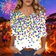 thumbnail image 1 of TaTaai Women's Fashion Christmas Printed Loose Casual V Neck With Three Quarter Sleeves And 3/4 Sleeves T-shirt Pullover Top Gift, 1 of 5