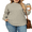 Oatmeal, variant on NISVIYA Womens Plus Size Sweaters Loose Fit Mock Neck Tops Fashion Long Sleeve Winter Lightweight Pullover Shirts