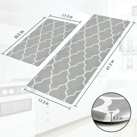 

Kitchen Rug Sets WeGuard Anti-fatigue & Non-Slip Kitchen Mat for Kitchen Home Office Laundry (Grey)