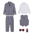 thumbnail image 7 of Boys Gentlemen Tuxedo Suit 6 PCS Wedding Ring Bearer Outfits Blazer Dress Shirts Pants Vest Pocket Squares Dresswear 2 Years, Gray, 7 of 7