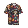 thumbnail image 2 of Bixox Men's Hawaiian Shirts Men's Skulls and Flowers Print Short-Sleeve Shirt-XX-Large, 2 of 8