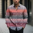 thumbnail image 2 of USNSM Men's Vintage Striped Printed Shirt Tops Casual Button Down Shirt Long Sleeve Lapel Shirt Dress Shirts Multicolor XL, 2 of 5