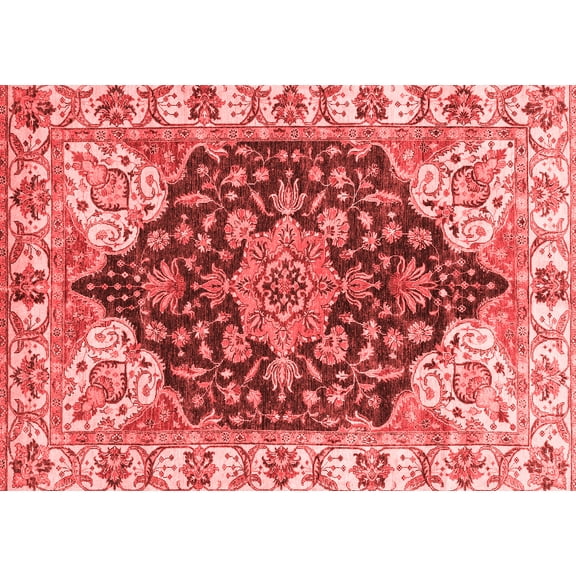 Ahgly Company Indoor Rectangle Geometric Red Traditional Area Rugs, 5' x 7'