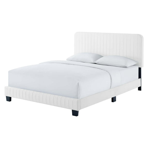 Tufted Platform Bed Frame King Size, White Tufted King Size Platform Bed