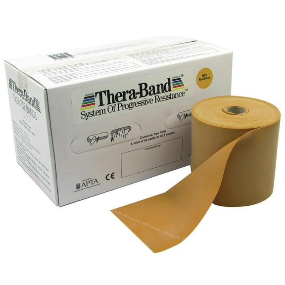 TheraBand Twin-Pak exercise band, gold, 100 yard (4 25-yd boxes)