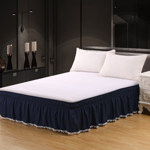 Yrmaups Bed Skirt with Elastic Pleated Design, Non Slip Mattress Cover Wrap, Drooping Bed Skirt for Home Hotel, 360 Degree Coverage Hides Bed Frame, Machine Washable Polyester Fabric, Fits 15-30cm