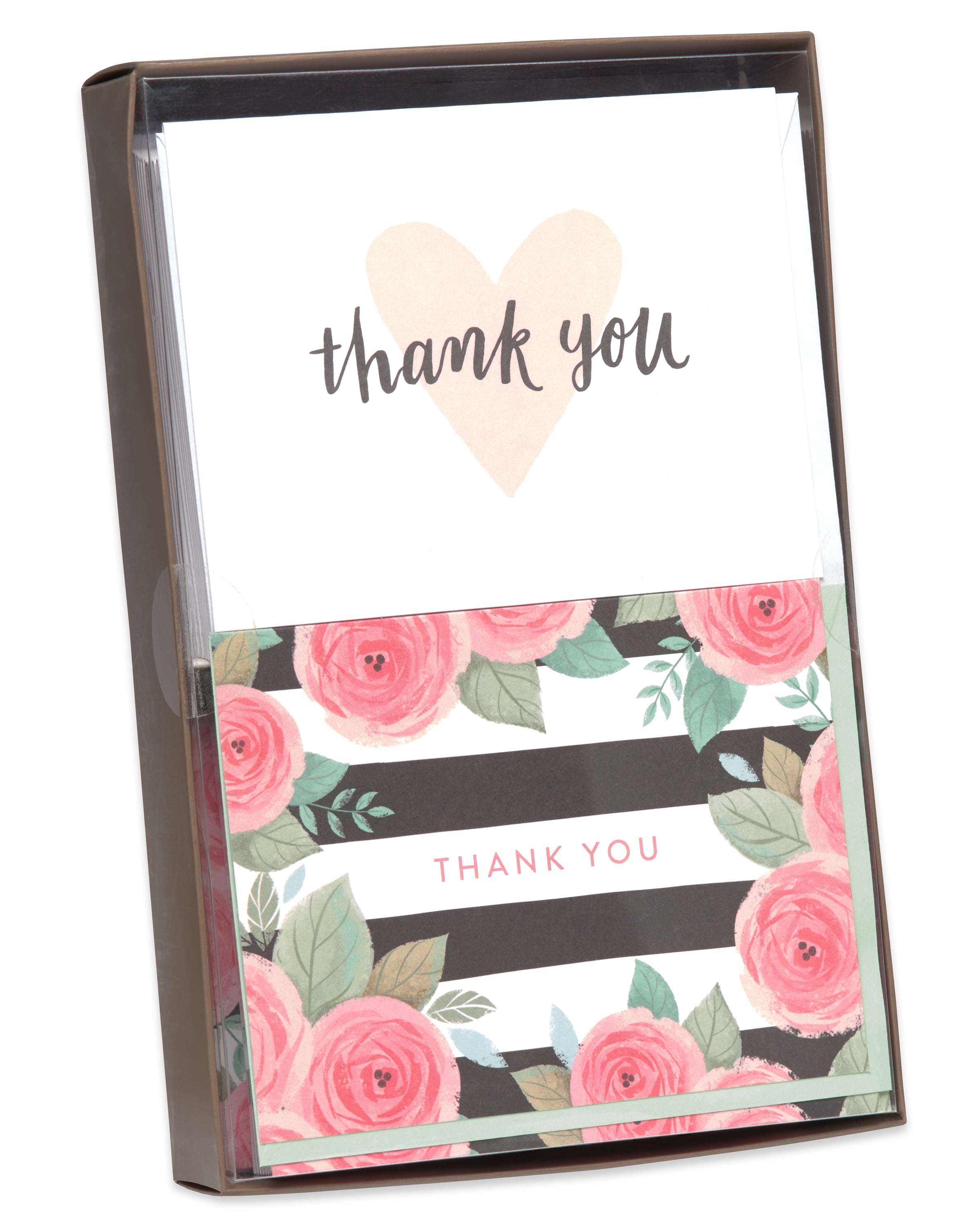 American Greetings Heart and Floral Thank You Cards, 50-Count, Envelopes Included