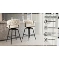 thumbnail image 6 of 26" White Linen Woven Swivel Bar Stool Set of 2 - 360° Rotating Counter Height Chairs with Back &amp; Footrest, Metal Legs for Kitchen Island, Cafe, Bar, 6 of 11