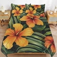 thumbnail image 6 of 3 Pcs Soft Bedding Set, Includes 1 Duvet Cover with Zipper And 2 Pillow,Shams Hawaiian Hibiscus Garden Orange Flowers Twin(86"x70"), 6 of 8