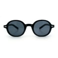 thumbnail image 4 of Vintage Vibe Hipster Fashion Round Plastic Horn Rim Sunglasses All Black, 4 of 8